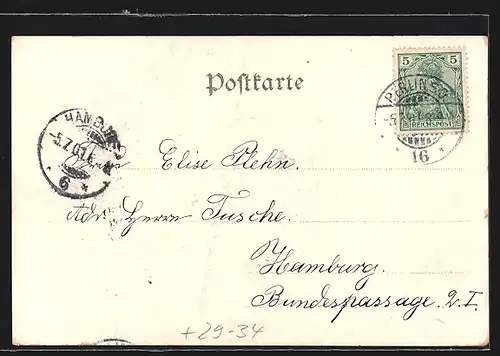 Passepartout-Lithographie Aachen, Polytechnikum im Weinblatt