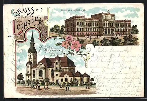 Lithographie Leipzig, Universitäts-Bibliothek, Johanniskirche