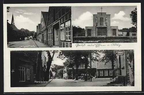 AK Essen, Friseur am Marktplatz, Kriegerehrenmal, Langestrasse