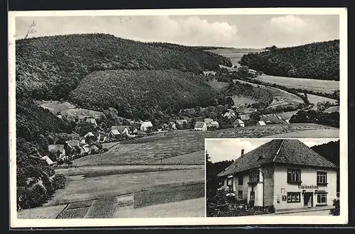 AK Heidelbeck in Lippe, Gast- u. Pensionshaus Korf, Panorama