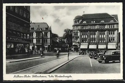 AK Mülheim / Ruhr, Schlossstrasse, Ecke Hindenburgstrasse