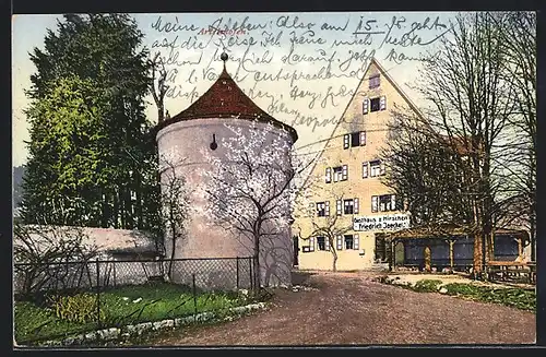 AK Artelshofen bei Rupprechtstegen, Gasthaus zum Hirschen F. Jaeckel mit Turm und Strasse