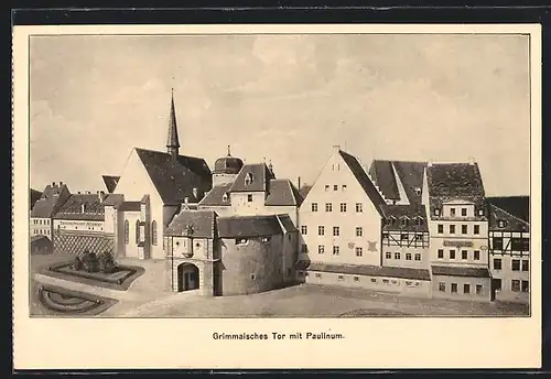 AK Leipzig, Grimmaisches Tor mit Paulinum, Internationale Baufachausstellung 1913