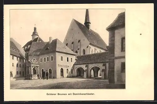 AK Leipzig, Intern. Baufachausstellung mit Sondersausstellungen 1913, Goldener Brunnen mit Dominikanerkloster