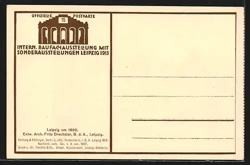 AK Leipzig, Intern. Baufachausstellung mit Sondersausstellungen 1913, Goldener Brunnen mit Dominikanerkloster