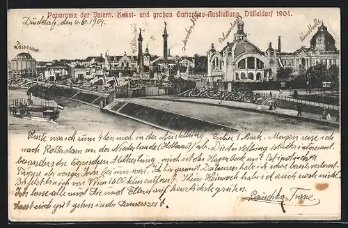 AK Düsseldorf, Panorama der Intern. Kunst- und grossen Gartenschau-Ausstellung 1904