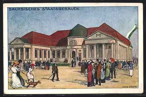 Künstler-AK Leipzig, Int. Baufachausstellung 1913