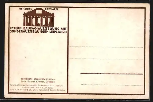 Künstler-AK Leipzig, Int. Baufachausstellung 1913