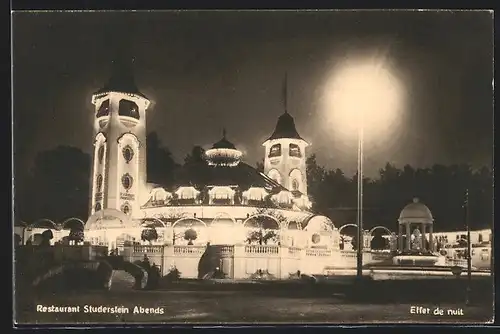 AK Bern, Schweiz. Landes-Ausstellung 1914, Restaurant Studerstein Abends