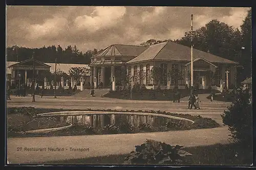 AK Bern, Schweiz. Landesausstellung 1914, Restaurant Neufeld, Transport