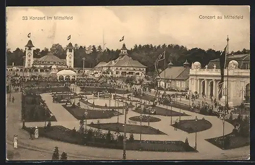 AK Bern, Schweizer Landes-Ausstellung 1914, Konzert im Mittelfeld