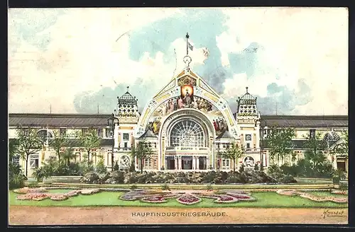 Künstler-AK Nürnberg, Bayerische Jubiläums-Landes-Ausstellung 1906, Hauptindustriegebäude