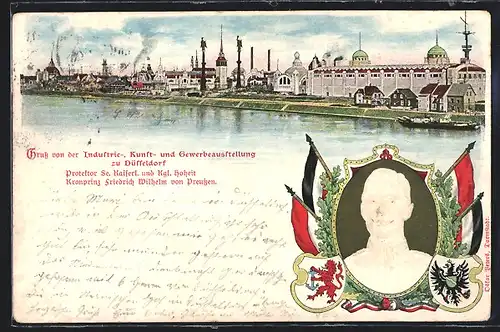 Künstler-AK Düsseldorf, Industrie-, Kunst- und Gewerbe.Ausstellung 1902, Blick zum Ausstellungsgelände