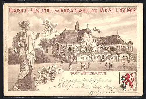 AK Düsseldorf, Industrie-, Gewerbe- und Kunstausstellung 1902, Haupt-Weinrestaurant
