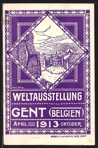 AK Gent, Weltausstellung 1913, Pavillon