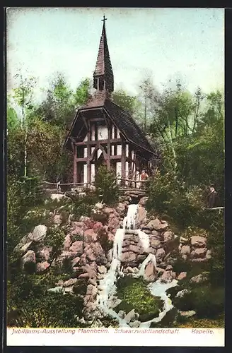 AK Mannheim, Internat-Kunst & Grosse Gartenbau-Ausstellung 1907, Schwarzwaldlandschaft, Kapelle