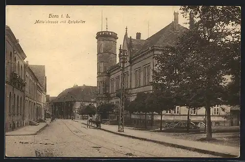 AK Horn i. L., Mittelstrasse mit Ratskeller