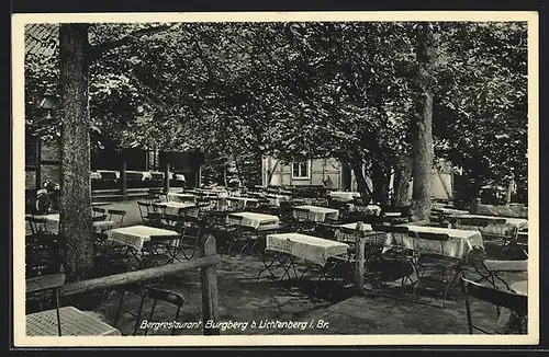 AK Lichtenberg i. Br., Bergrestaurant Burgberg mit Gartenpartie