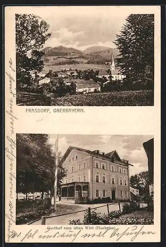 AK Frasdorf / Oberbayern, Gasthaus zum alten Wirt, Ortsansicht