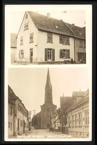 AK Graben / Baden, Hauptstrasse und Gebäudeansicht