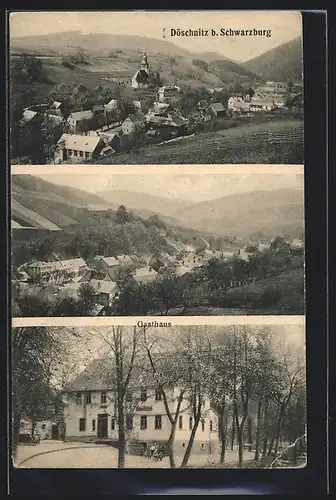 AK Döschnitz b. Schwarzburg, Gasthaus, Teilansichten