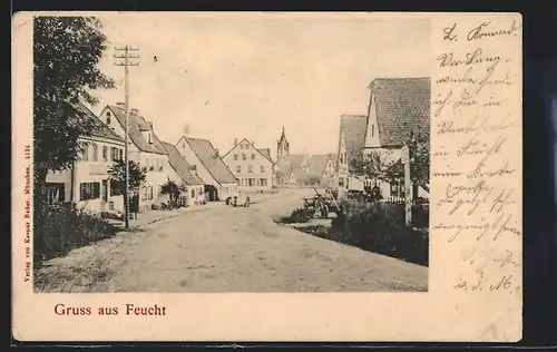 AK Feucht, Strassenpartie mit Kirche