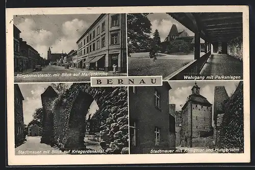 AK Bernau, Bürgermeisterstr., Wehrgang mit Parkanlagen