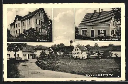 AK Leibersdorf, Handlung T. Heidersberger, Ortspartie mit Kirche, Schule