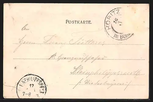 AK Höritz, Markt Höritz, Ortsplatz, Passionsspielhaus