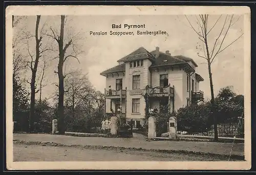 AK Bad Pyrmont, Hotel Pension Scoppewer, Bambergallee, Strassenansicht
