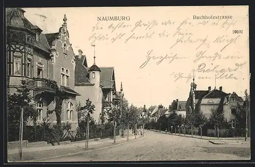 AK Naumburg, Partie in der Buchholzstrasse, mit Abzweig