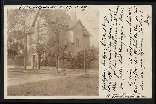 Foto-AK Berlin-Lichterfelde, Villa Araune, 1909, Strassenansicht