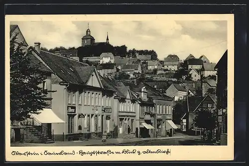AK Warstein /Sauerl., Hauptstrasse mit Blick zum alten Kirche