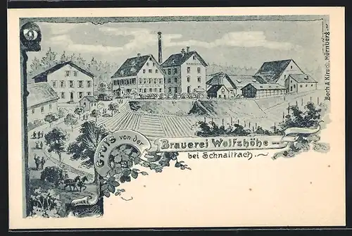 Lithographie Schnaittach, Brauerei Wolfshöhe