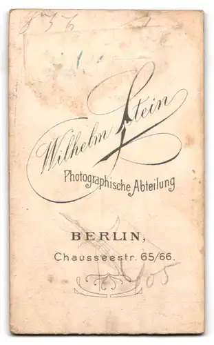 Fotografie Wilhelm Stein, Berlin, Chausseestr. 65, Dame mit fragendem Blick in schwarzem Kleid und Brosche