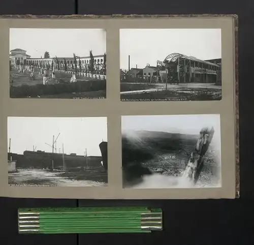 Fotoalbum mit 121 Fotografien der Isonzoschlacht 1917, zerstörtes Görz / Gorizia, Luftbilder, Flug, K.u.K. Soldaten, POW