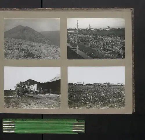 Fotoalbum mit 121 Fotografien der Isonzoschlacht 1917, zerstörtes Görz / Gorizia, Luftbilder, Flug, K.u.K. Soldaten, POW