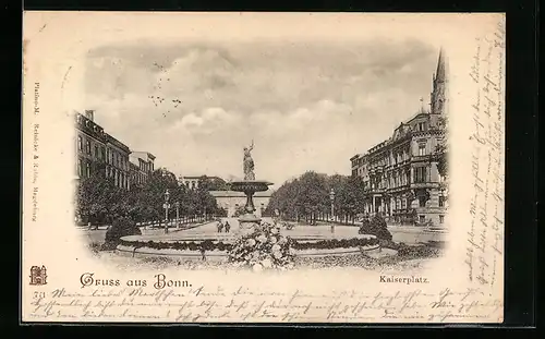 AK Bonn, Kaiserplatz mit Brunnen