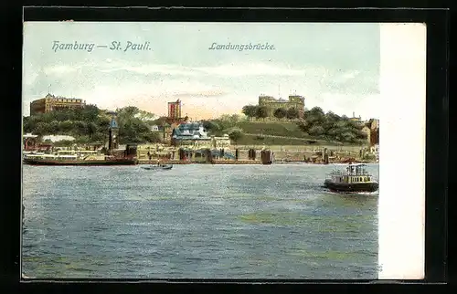 AK Hamburg-St. Pauli, Blick auf die Landungsbrücken, Dampfer