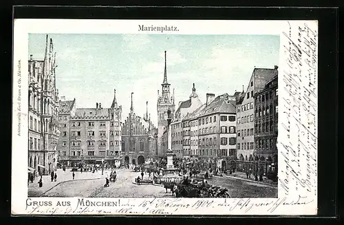 AK München, Blick über den Marienplatz