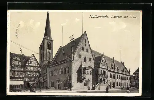 AK Halberstadt, Rathaus mit Erker