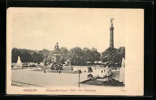 AK Berlin, Bismarckdenkmal, Blick vom Reichstag