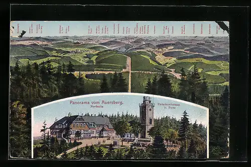 AK Auersberg, Panorama, Unterkunftshaus und Turm