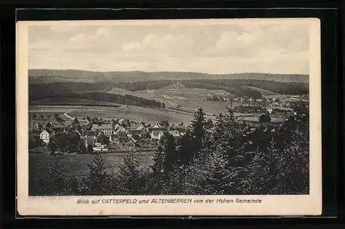AK Catterfeld, Ortsansicht mit Altenbergen von der Hohen Gemeinde