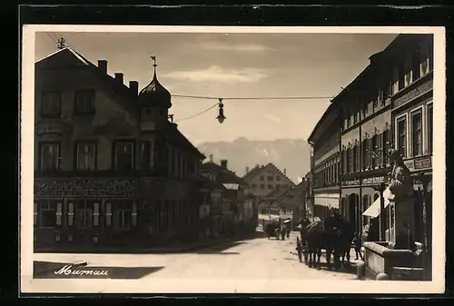 AK Murnau, Ortsansicht mit Strassenpartie