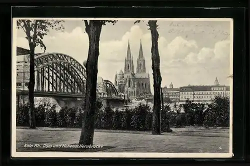 AK Köln a. Rh., Dom und Hohenzollernbrücke