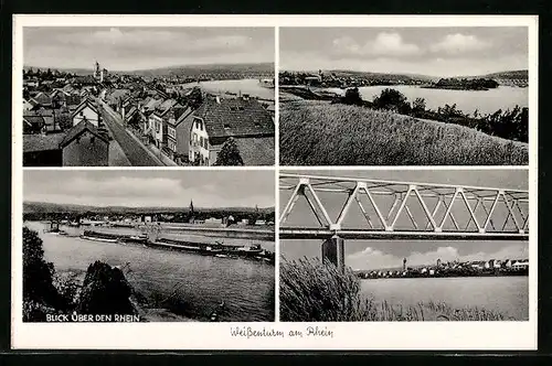 AK Weissenthurm, Blick über den Rhein, Brücke, Ortsansicht, Panorama