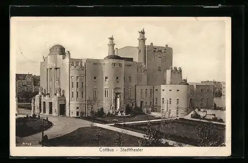 AK Cottbus, Ansicht des Stadttheaters