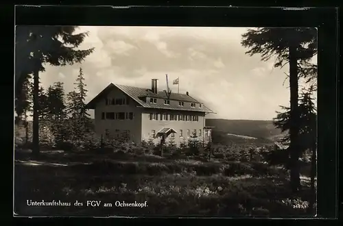 AK Fleckl /Fichtelgebirge, Unterkunftshaus des FGV am Ochsenkopf