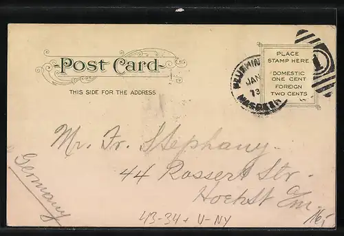 Lithographie Middle Village, NY, Fresh Pond Crematory with carriages and people